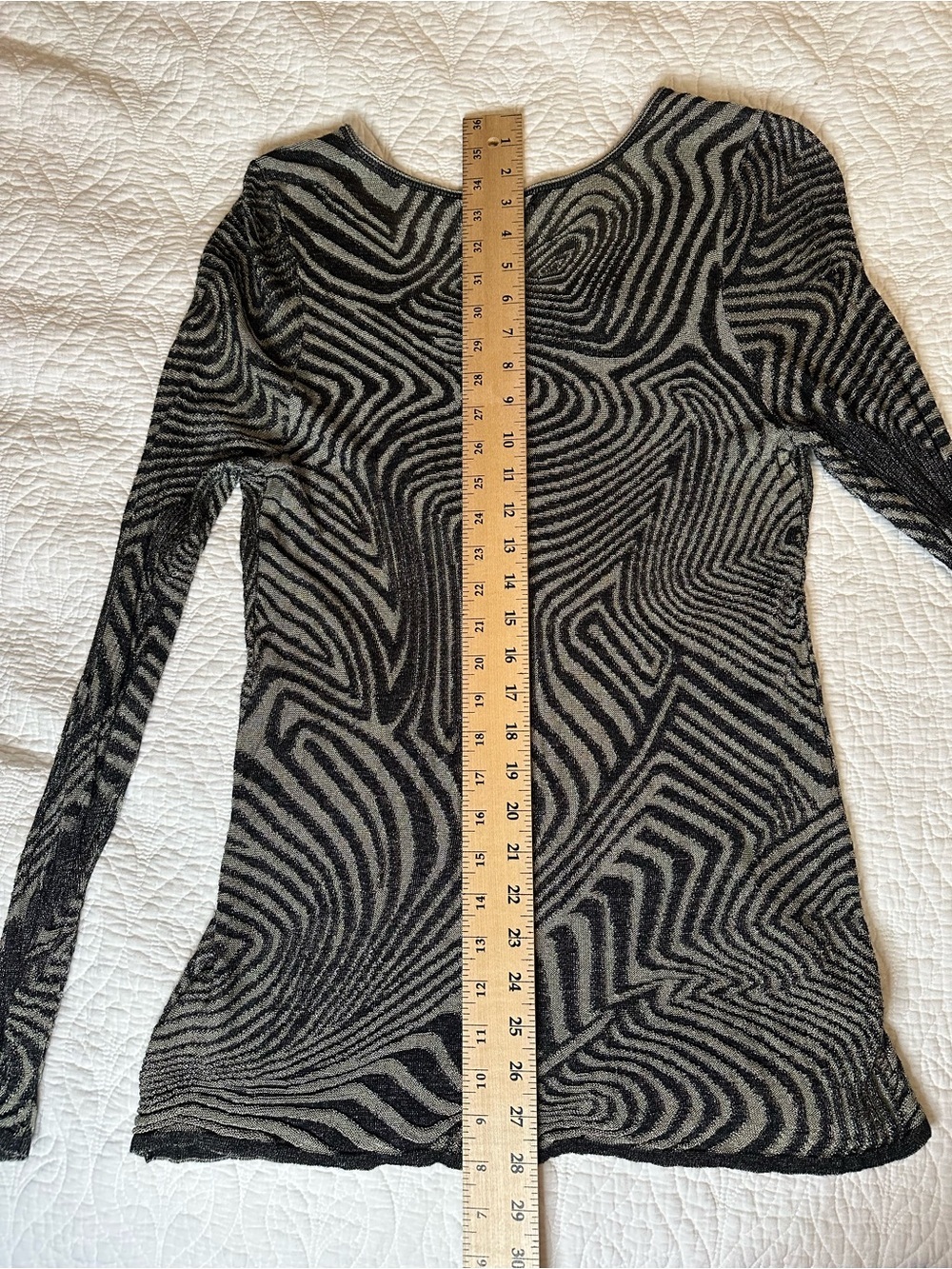 NIC+ZOE Silver & Black Swirl Print Asymmetrical Button Front Top Sweater M - Picture 7 of 7